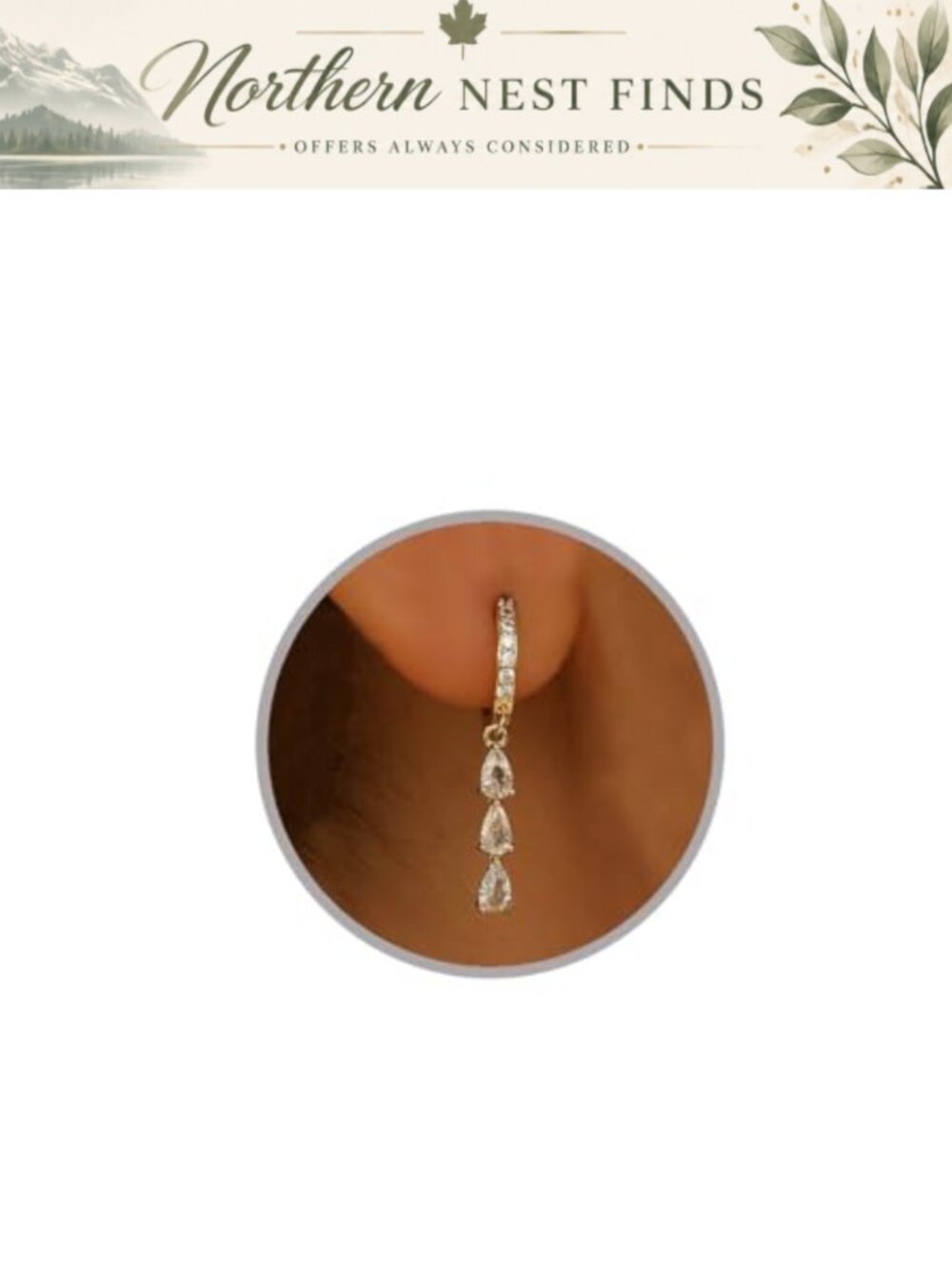 Small Hoop Drop Earrings Hypoallergenic Alloy Rhinestone Women Jewelry